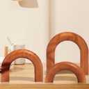 Defined Deco Wood Arch Bookshelf Decor Set of 3,Aesthetic Shelf Decor,Coffee Table Decor Items,Modern Home Decor,Bookshelf Neutral Decor,Mantel Decorations,Decorative Objects for Living Room Entryway (Brown)