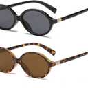 Retro Oval Sunglasses for Women Men Trendy Round Tortoise Sun Glasses 90s Vintage Shades