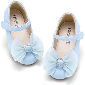 GINFIVE Toddler Girls Dress Shoes Little Girls Mary Janes Ballerina Flats Shoes Toddler (Gf373-blue)