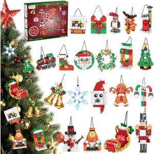 20 Packs Christmas Ornaments Building Set,Hanging Christmas Tree Wreath Santa Snowman Gingerbread Reindeer Snowflake Sleigh Building Kits, Xmas Gifts Stocking Stuffer Toys for 6-14 Kids Girls Boys