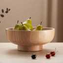 Wood Fruit Bowl for Kitchen Counter, 12-inch Diameter Large Wooden Fruit Bowl, Natural Wood