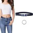 AZY No Buckle Elastic Belt for Women, Invisible Stretch Belt for Jeans and Pants, Buckle-Free Flat Belt No Bulge, Easy Bathroom Use, Adjustable Waist Belt