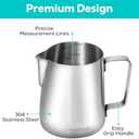 CASABREWS CASMP350 Milk Frothing Pitcher, Stainless Steel Steaming Pitcher with Sharp Spout, 350ml (12oz) Milk Frother Cup for Cappuccino or Latte Art, Espresso Machine Accessories for Barista