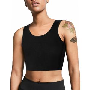 LEINIDINA Chest Binder for Transgender FTM LGBT Tomboy Tops Women Breathable Binder Bra Tank Tops Elastic (Large, Black)