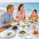 120Pcs Ocean Seashell Party Plates Supplies - Beach Style Tableware with Starfish & Coral Designs, Paper Plates, Napkins, Forks for Birthday, Baby Shower, Summer Coastal Party (Serves 24)