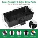 Medium Outdoor Electrical Box(10.4x6x4.2inch), IP54 Waterproof, Weatherproof Connection Box w/6 Cable Entry Ports, Extension Cord Cover Protect Power Strip, String Lights, Timer, Plug, Black