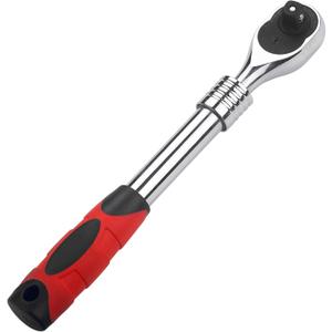 1/2-Inch Drive Extendable Ratchet Wrench,1/2" Drive 72-Tooth Quick-release Retractable Socket Wrench Reversible (Red)
