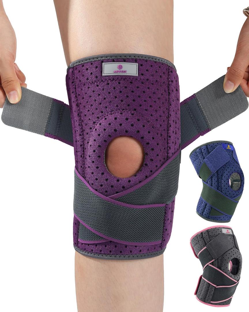 ABYON Knee Brace for Women/Men Meniscus Tear, ACL, Arthritis.Knee Support with Dual Side Stabilizers & Crossed Compression Straps Maximum Support for Knee Pain Relief and Fast Recovery - Please Check Sizing Video Before Buying, Small/Medium (Pack of 1)