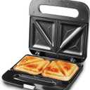 Elite Gourmet ESM2207SS# Stainless Steel Sandwich Panini Maker Grilled Cheese Machine Tuna Melt Omelets Non-stick Cooking Surface, 2 Slice, 750 Watts, Stainless Steel