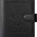Passport Holder Cover Wallet RFID Blocking Leather Card Case Travel Accessories for Women Men (Black)