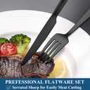 Wildone 60-Piece Black Silverware Set, Stainless Steel Flatware Square Cutlery Set Service for 12, Eating Utensils Include Knife Fork Spoon, Mirror Polished & Dishwasher Safe