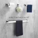 BAGNOLUX Bathroom Hardware Set 4 Pieces, Bath Towel Holder Set SUS304 Stainless Steel, Towel Bar Rack Set for Wall Mounted, Square Bathroom Accessories Set Fixture Heavy Duty Polished Chrome