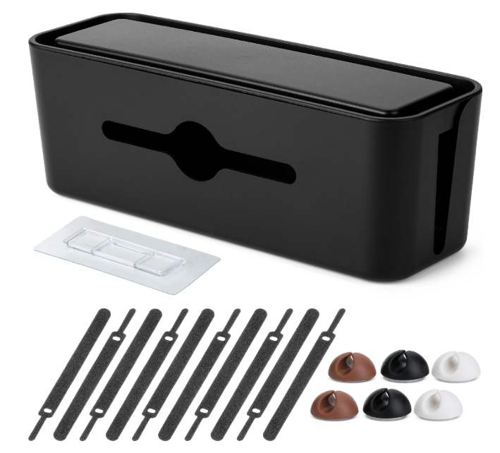 Bates Cable Management Box, Small, Cable Organizer Box, Cord Organizer Box, Cable Box Organizer, Cord Management Box, Cord Hider Box, Cord Box for Wires on Floor, Power Strip Cover Box Baby Proof