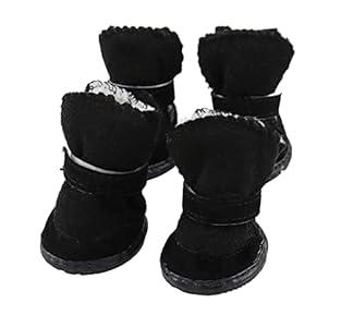GabeFish Puppy Cute Cozy Warm Anti Slip Winter Boots for Dogs Pets Cats Thicken Fleece Snow Shoes Black X-Large