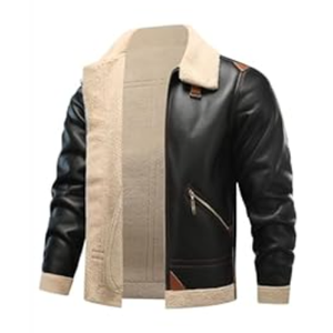 HOOD CREW Men’s Bomber Jacket Winter Coat Stylish Faux Fleece Lined Leather Jackets