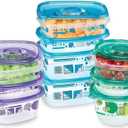 Glad GladWare MatchWare Food Storage Containers with Lids, Reusable Plastic Containers Variety Pack for Lunch, Meal Prep, and Leftovers, Leak Resistant, Microwave and Dishwasher Safe, 20 Piece Set (Multicolor)