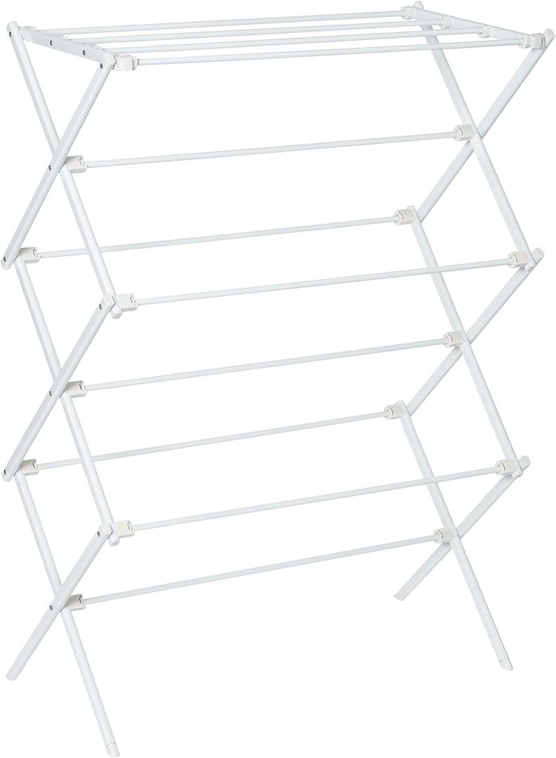 Honey-Can-Do Collapsible Laundry Drying Rack, Portable Clothes Rack, Space-Saving & Easy to Store Metal Garment Rack, Sturdy Clothes Dryer, Ideal for Small Spaces, Indoor & Outdoor Use, White