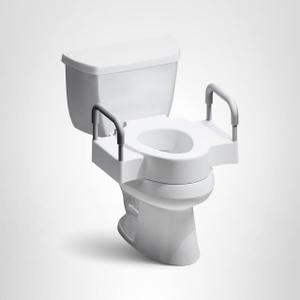Bemis Rise 4.5" Raised Toilet Seat with Support Handles, Hinges Never Loosen, Fits Round and Elongated