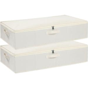 YheenLf Under Bed Storage Containers, Storage Bins With Lids, Clothes Organizers for Blanket, Pillows, Shoes, Beige, 2 Pack, 23.6 x 11.8 x 5.9 Inch