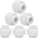 6 x 6Pcs 3/4Inch Female Threaded PVC Union Coupling Pipe Fitting (F x F) 3/4'' PVC FNPT Female Union Coupling Adapter for Sprinkler Pipe, Irrigation, Plumbing, Schedule 40, EPDM O-Ring