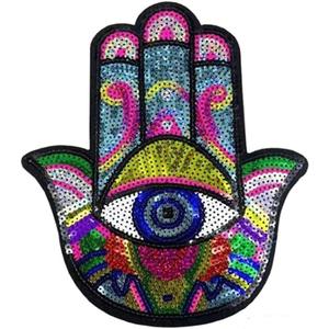 5 x Sequin Eye Patches Large Hand Embroidered Motif Applique Patches DIY Sewing Ironing Accessories for Hoodies T-Shirt Jeans Jackets