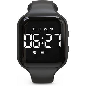 Non-Bluetooth Led Fitness Tracker Watch,Digital Pedometer Watch,with Step Counting/Distance/Calories/Stopwatch/Alarm Clock, Great Gift for Kids Teens Girls Boys Xmas (Square - black)