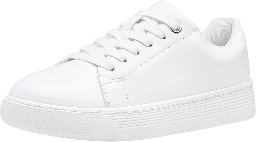 Vepose Women's 8012 Lace Up Classic Fashion Sneakers Comfortable Cute Shoes (White)