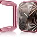 [2 Pack] JULK 46mm Pink Case with Screen Protector for New Apple Watch 11 (2025), Slim Guard Bumper, Full Coverage Soft TPU Protective Cover for iWatch Series 11/10 46mm (1 Pink + 1 Transparent)