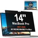 Magnetic 360 Privacy Screen for MacBook Pro 14 Inch (2021-2025, M1, M2, M3, M4, M5 Pro, Max), Removable Anti Glare Blue Light Filter, 4 Way Anti Spy Black Protector for Mac Pro 14In Laptop Computer