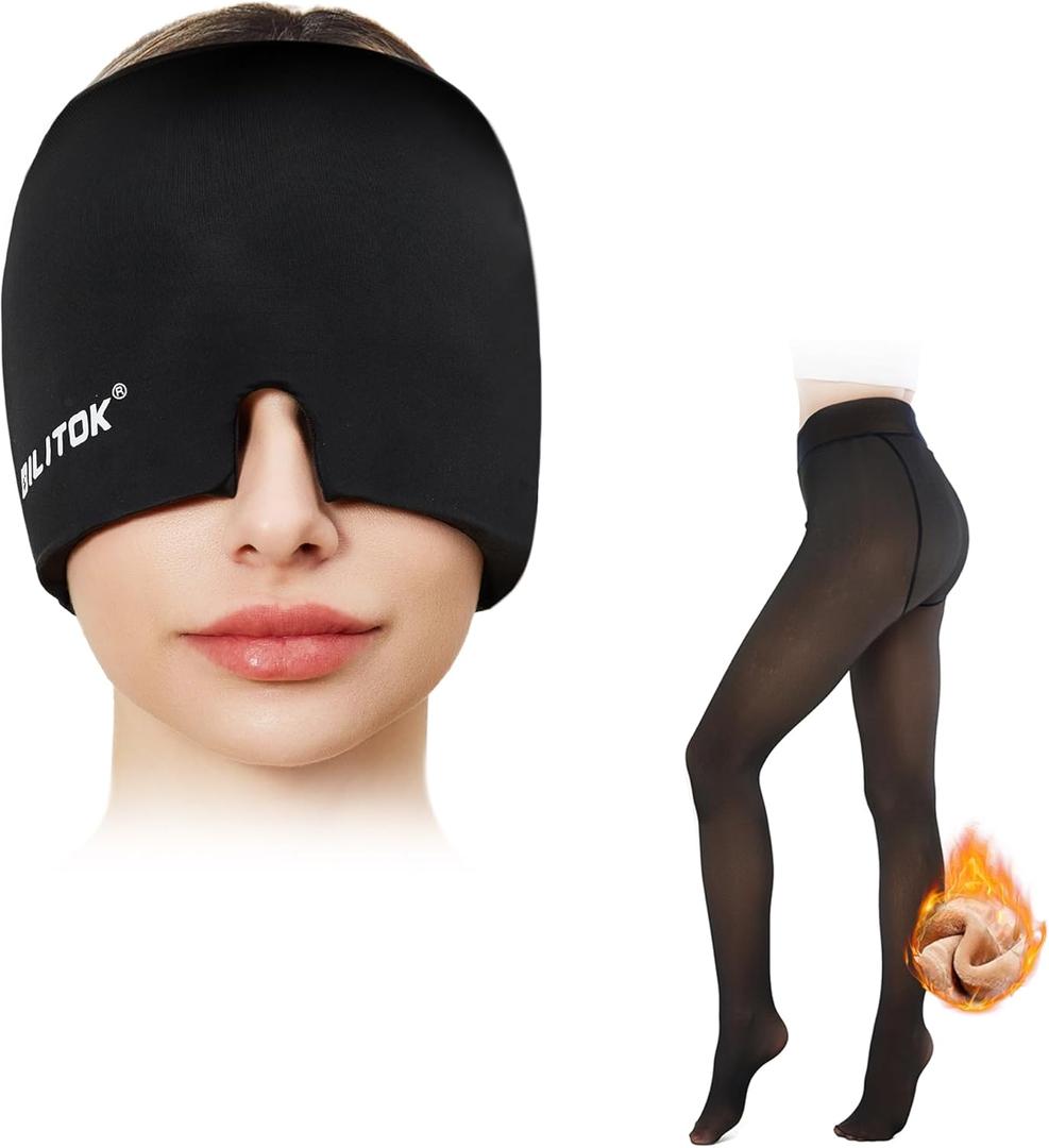 EXQUISLIFE Migraine Headache Relief Cap+Fleece Lined Tights Sheer Women