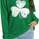 TMSD Women's Mardi Gras St Patrick's Day Sweatshirt Raglan Sleeve Crew Neck Top (Large)
