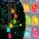 Cat Solar Wind Chimes for Outside Colors Changing Waterproof Decorative Lights Gifts for Mom Solar Powered Mobile Hanging Wind Chime for Garden Patio Party Yard Window Indoor Outdoor Decor