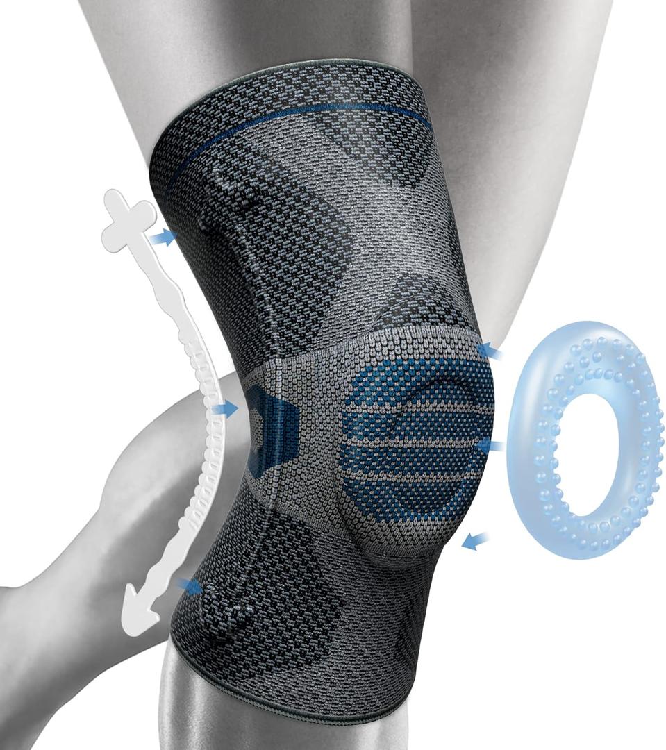 NEENCA Professional Knee Brace for Pain Relief, Medical Knee Compression Sleeve, Knee Support with Horizontal Knit Tech for Meniscus Tear, ACL, Arthritis, Joint Pain, Runner, Workout- FSA/HSA APPROVED (Large, Upgraded Version - Navy Blue)