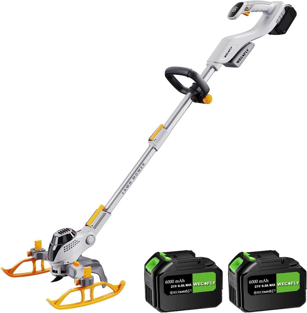 Electric Lawn Trimmers, (Electric Weed Wacker Include 2 x 21V 6.0Ah Battery and 5 Types Blades), 3-in-1 Edger Lawn Tool/Weed Eater Battery Powered/Brush Cutter
