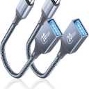 USB C to USB Adapter 2 Pack: USB Female to USB C Male OTG Cable - 10Gbps SuperSpeed Data Transfer for MacBook Pro/iPad Air, iPhone 17 16 15 Pro Max (0.59ft, Grey)