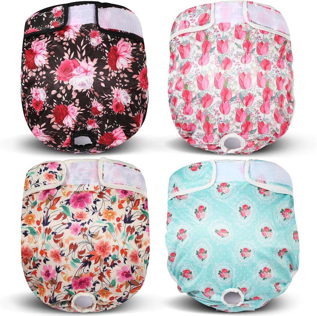 XPCARE Dog Diaper Female (4 Pack) - Washable Reusable Durable Dog Diapers - Highly Absorbent Female Dog Diapers - Dog Aiaper for Dogs in Heat,Incontinence or Excitatory Urination (X-Large)