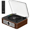 CD Player Portable, Retro CD Bluetooth Player with Dual HiFi Speakers, 2600mAh Rechargeable CD Player for Home with Remote Control,Support USB/AUX,Headphone Jack,Optical Brown