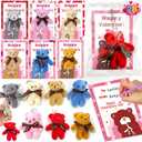 AMENON 28 Pack Valentine's Day Bear Plush Toys with Cards, Valentines Gifts for Kids Classroom School Mini Stuffed Animals Keychains Hangable , Exchange Party Favor Prizes Toddlers Boys Girls Goodie