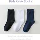 Marchare Boys Seamless Crew Socks School Dressy Socks Uniform Athletic Calf Sock For Kids (White)