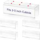 4 Pcs Acrylic Cubicle Name Plate Holders 2 x 8 Inches Double Sided Adjustable Desk Name Plate Holder with 8 Magic Hooks Acrylic Name Tag Stand for Fabric Offices Meeting Room (Assembly Required)