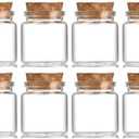 EWEIGEER 8 pcs 30ml Small Glass Bottles with Cork Stopper,Decorative Bottle,Vials Jars,Cute Storage Jar,Wishing Bottle 37x40mm(1.46x1.58inch)