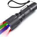 RGBW 4 Modes Flashlight, Red Green Blue White Light Options | Zoomable & Memory Function | Multi-Color Changing | Compact, Weatherproof for Night Vision | No Battery Included