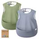 KeaBabies Waterproof Bibs for Baby Girl,Boy  2-Pack Lightweight, Large Baby Bibs for Eating, Wearable Food Catcher, 6-12 Months Infant Feeding Essentials, Smock for Toddlers 1-3, Kids (Slate) (Mod)