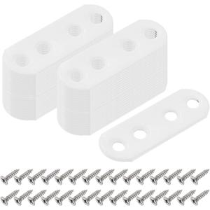 uxcell 40 Pcs Flat Straight Braces, 55mm x 5mm Iron Brace Plate with Screws Mending Plates Repair Fixing Joining Bracket Connector for Wood Furniture, White