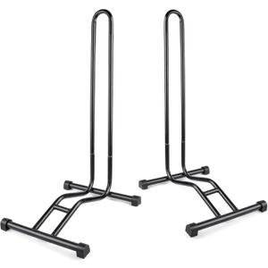 Revere Bike Stand Set of 2 Adjustable Bicycle Parking Rack for 2029 Inch Wheels, Fits Tires up to 2.6, Portable Powder-Coated Steel Bike Storage for Indoor & Outdoor Use