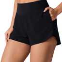 UNISSU High Waisted Athletic Shorts for Women 2.5'' Gym Track with Boxer Liner Zip Pockets Quick Dry for Running Workout Size S