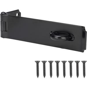HILLMASTER Heavy Duty Door Hasp Latch 7-3/4" Extra Thick Steel Safety Gate Door Lock Padlock Clasp Hasp Lock Latch for Fence Gate Barn Door Shed Closet Cabinet, Black Finish