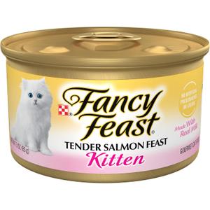 Purina Fancy Feast Kitten Tender Salmon Feast Wet Kitten Food - (Pack of 24) 3 Oz. Cans (EXP 10/31/27)