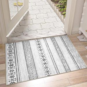 BESTSWEETIE 2x3 Area Rugs for Living Room Washable Moroccan Farmhouse Neutral Geometric Low Pile Non-Slip Soft Print Pattern Rug for Bedroom Kitchen Dining Room Entryway Grey/Black/Navy