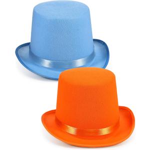 Geyoga 2 Pcs Adult Blue and Orange Top Hats Funny Tall Felt Top Hat Adult Costume Set Novelty Holiday Party Supplies for Parade Cosplay Stage Play Performance